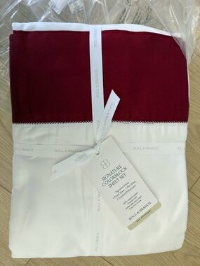 Boll & Branch Signature Color-block FULL Sheet Set - Cranberry